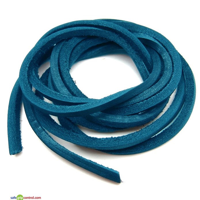 Blue Leather Boat Shoe Laces 120cm (47in)